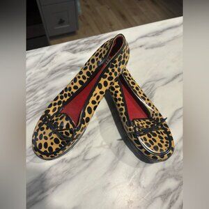 Kate Spade New York leopard print rubber rain loafers